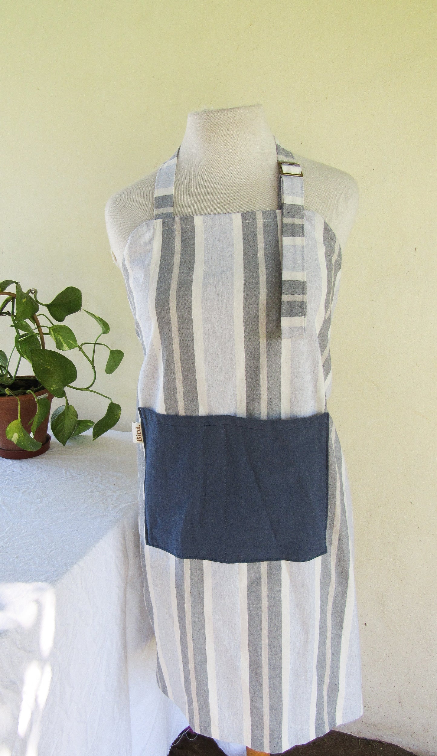 Blue stripe apron