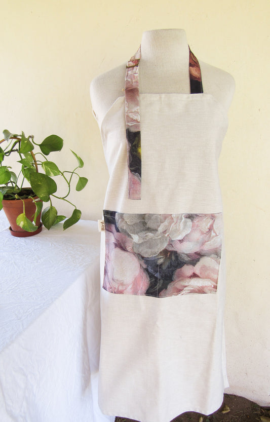 Neutral with rose pocket apron