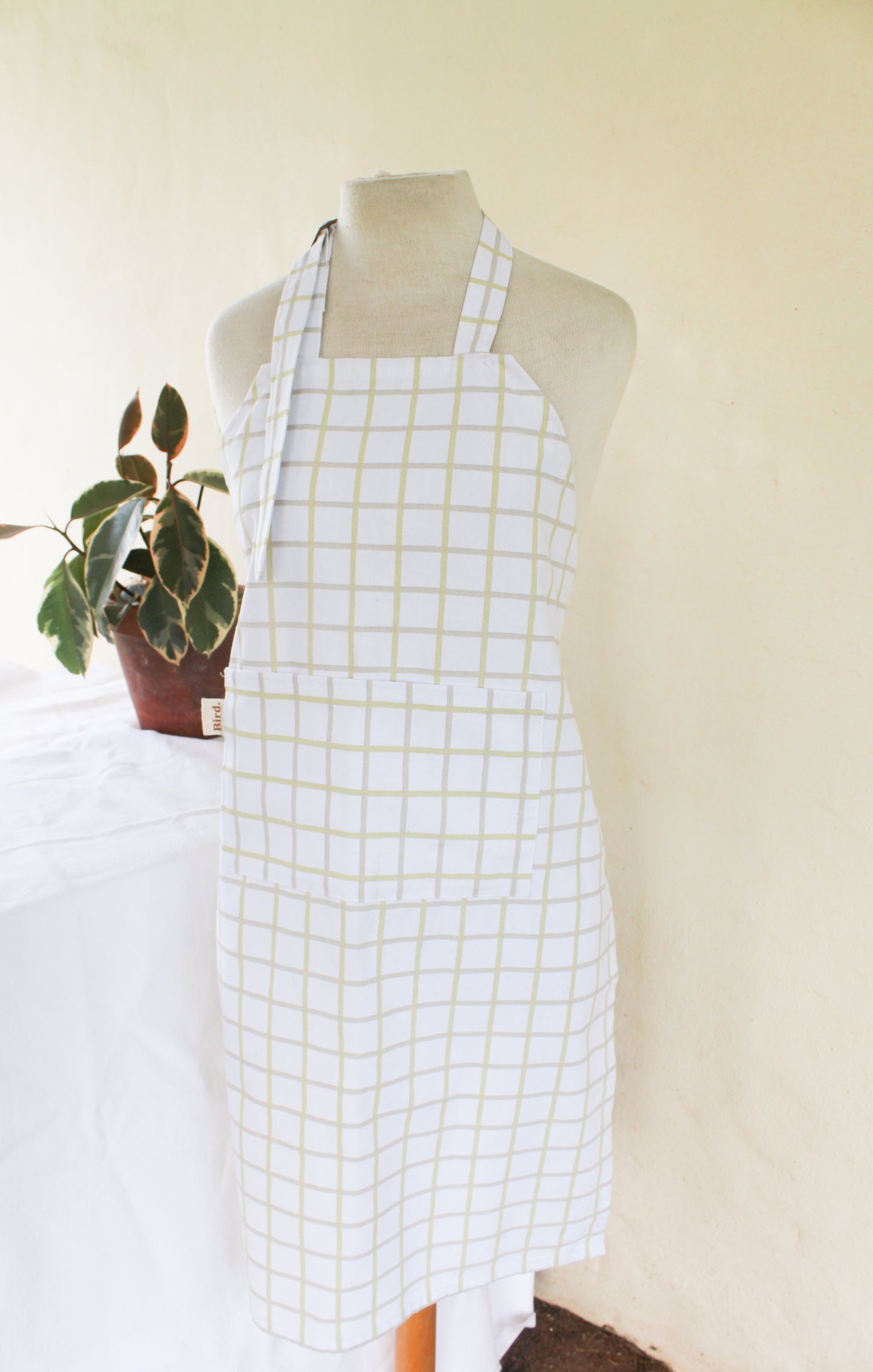 Green check apron