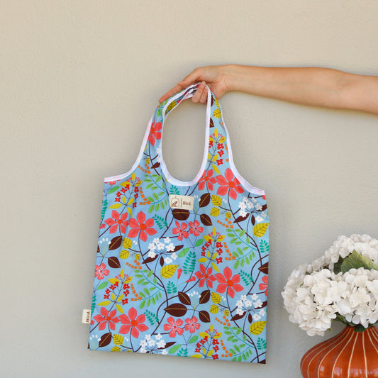 Blue flower shopping bag